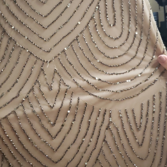 BHLDN Obreanna ADRIANNA PAPELL Taupe Pink Art Deco - Picture 5 of 10